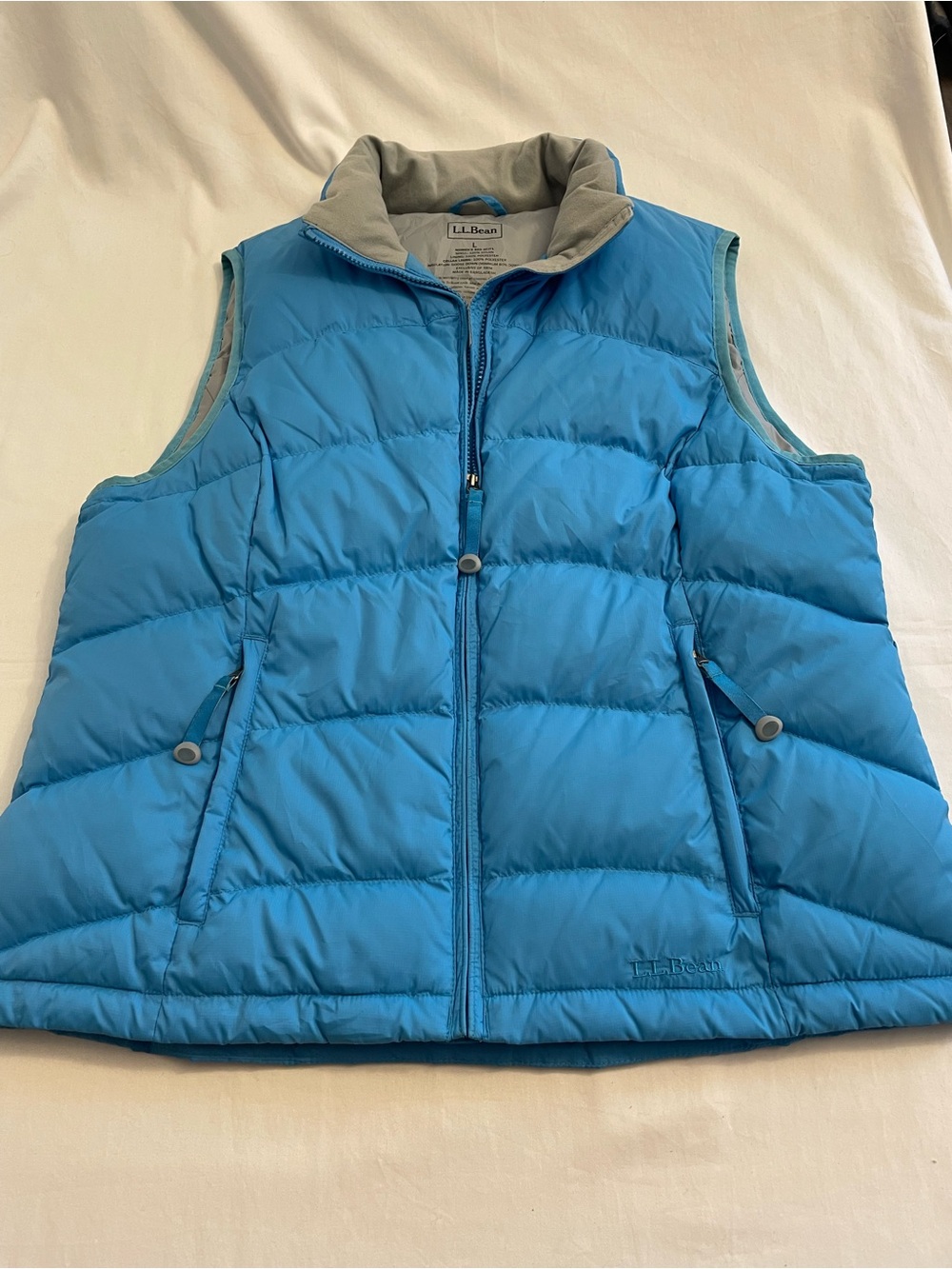 L.L. Bean Women's Sky Blue Genuine Goose Down Puffer Vest Very Warm Size Large